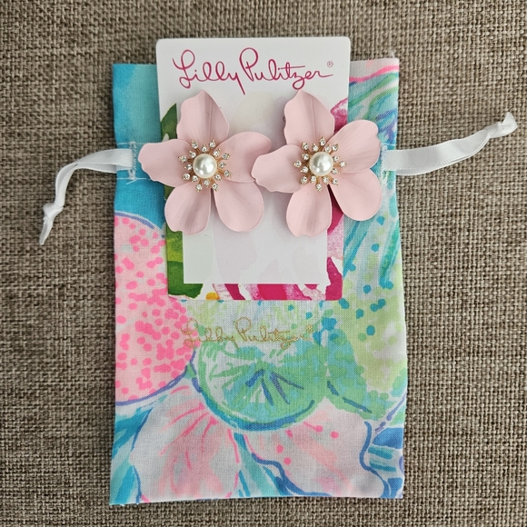 Lilly Pulitzer Via Flora Pearl Orchid Earrings NWT - Picture 3 of 5